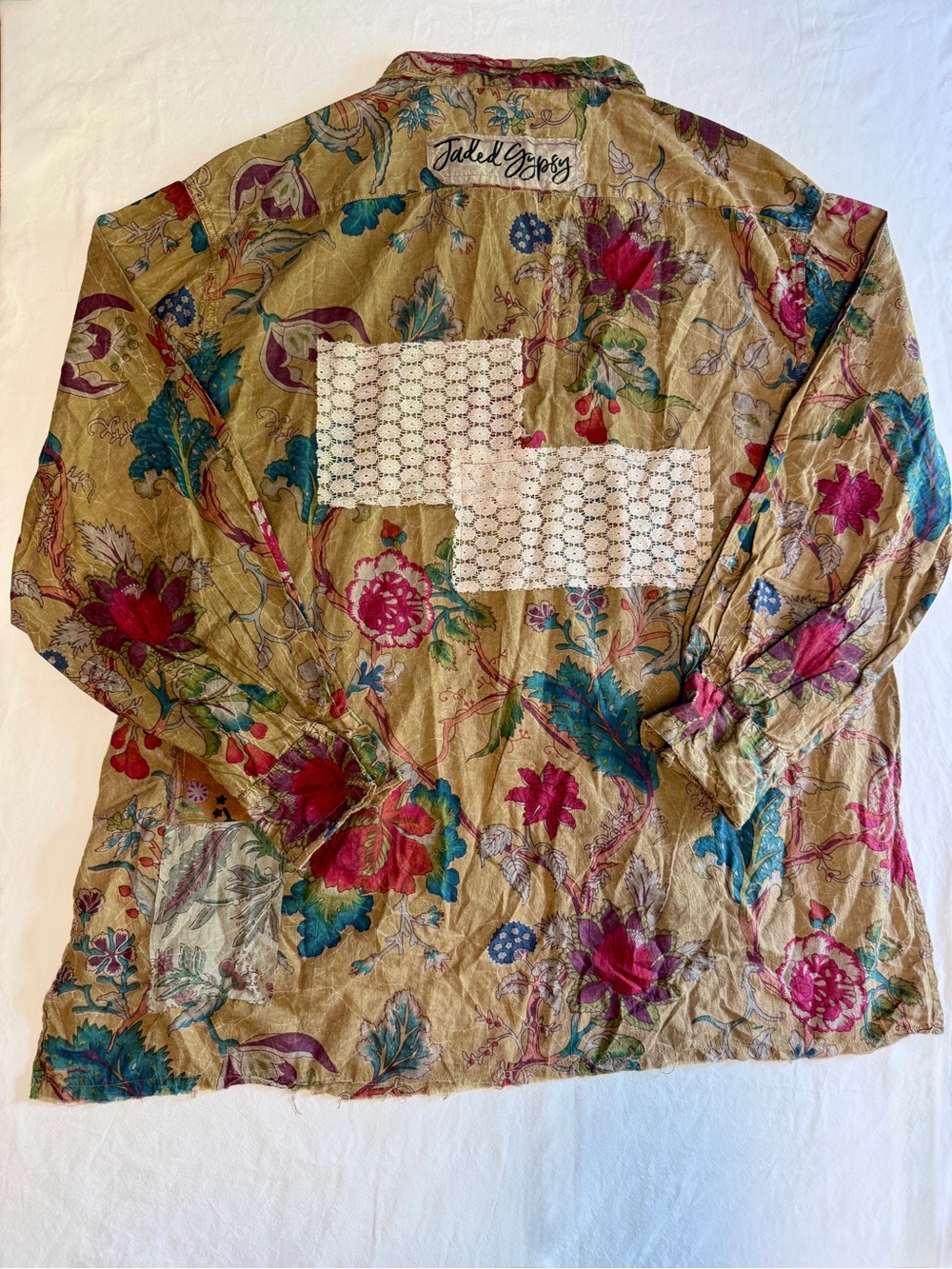 NWT Jaded Gypsy Windswept Garden Floral Patchwork Blouse S/M Boho - Picture 2 of 3